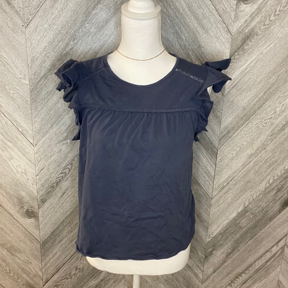 Abercrombie & Fitch Blue ruffle tank